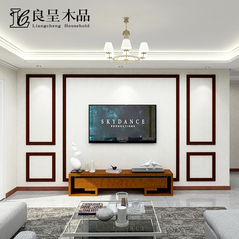 良呈电视背景墙边框实木线条客厅卧室墙面造型装饰红棕色木线条