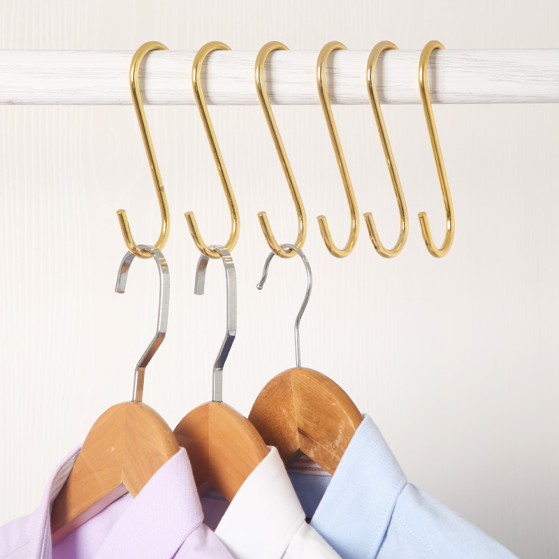 不锈钢钩子加长衣钩裤勾挂勾服装店s钩金色勾子挂衣服衣架挂钩s型