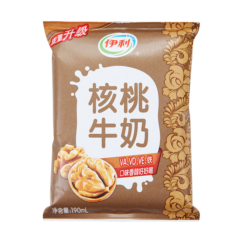 伊利核桃牛奶饮料190ml16袋酸奶天然然特早餐含乳饮料