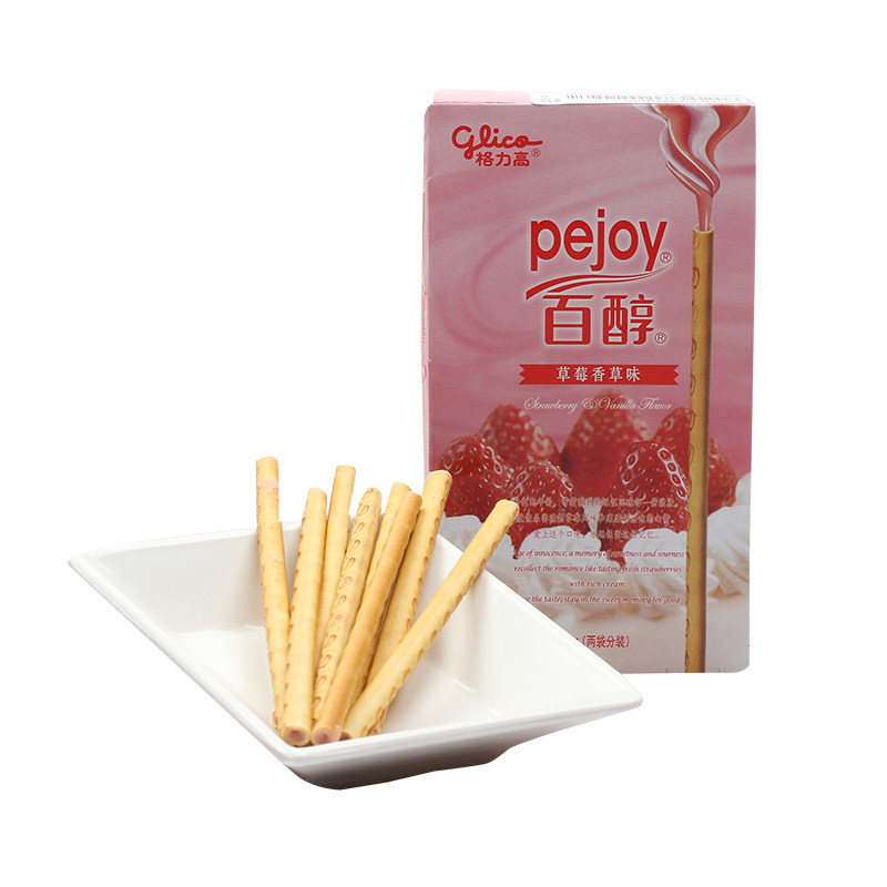 格力高百醇注心饼干草莓香草味48g盒glico花生休闲可可蛋白分装