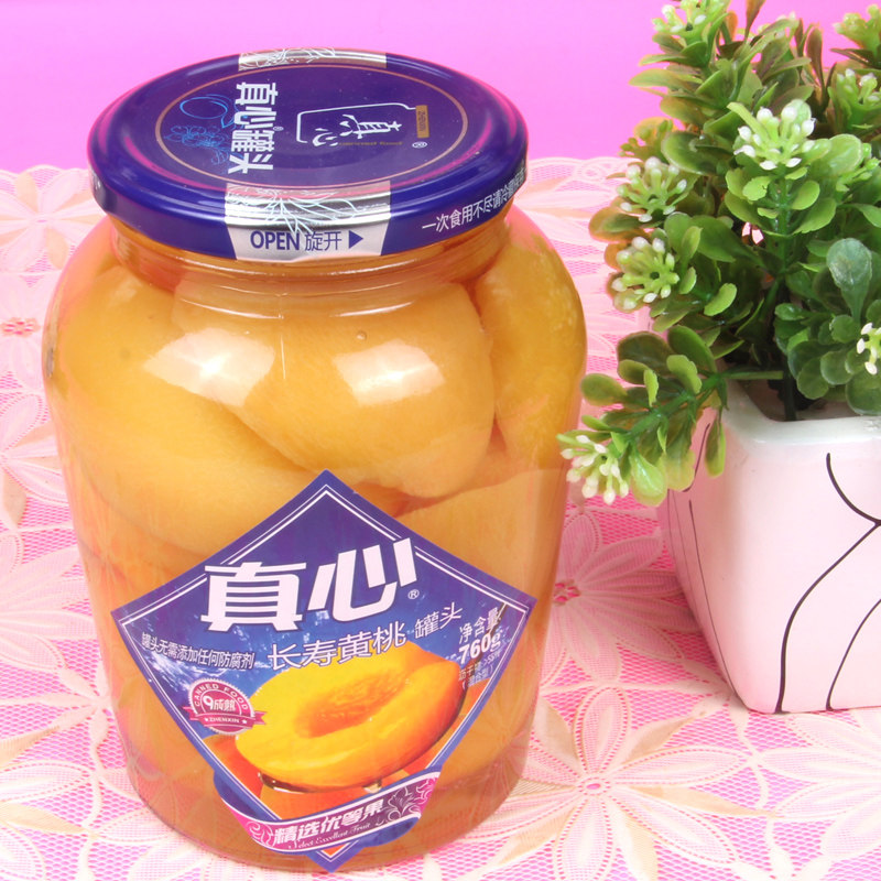 真心长寿黄桃罐头 760g/瓶