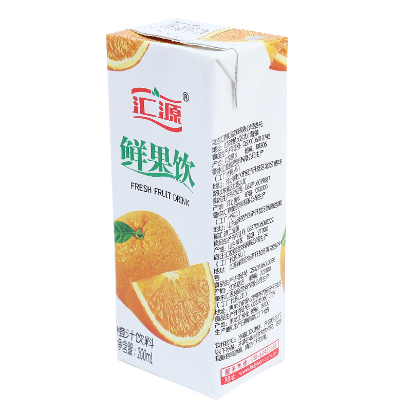 汇源鲜果橙汁200ml果味