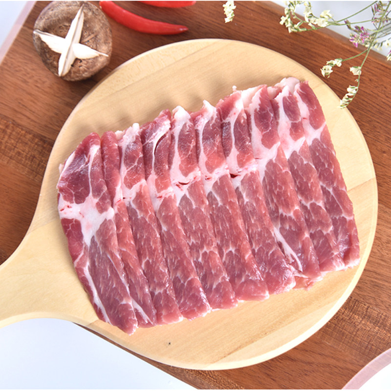 精制颈背肉薄切片300g盒猪肉肋排新鲜肥瘦相间