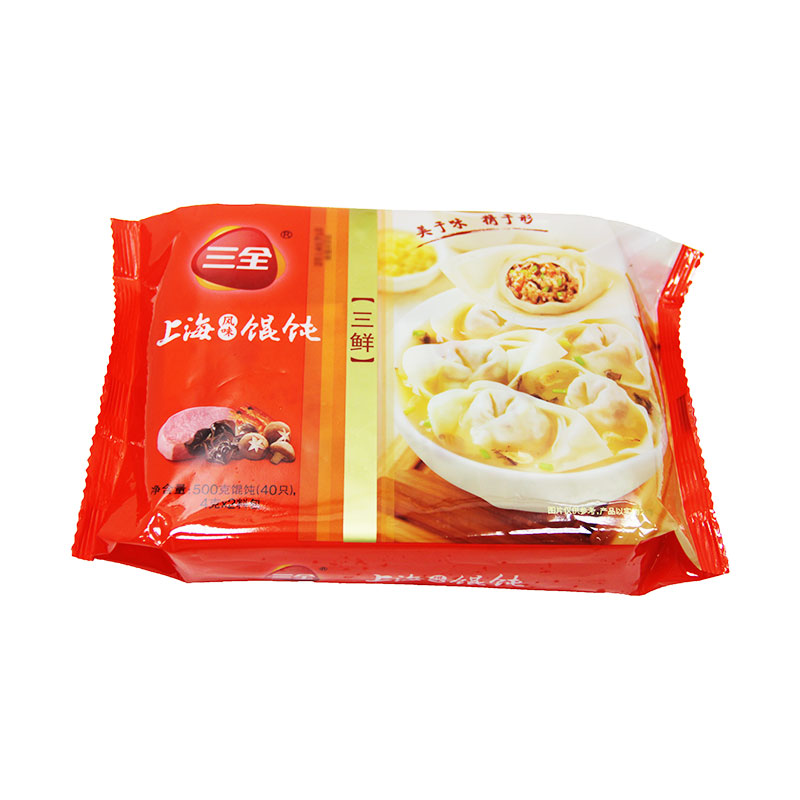 三全三鲜上海风味馄饨500克猪肉食用制作精良水饺