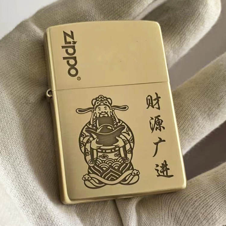 雕刻原装正品zippo纯铜打火机名字财神爷逢赌必赢zippo