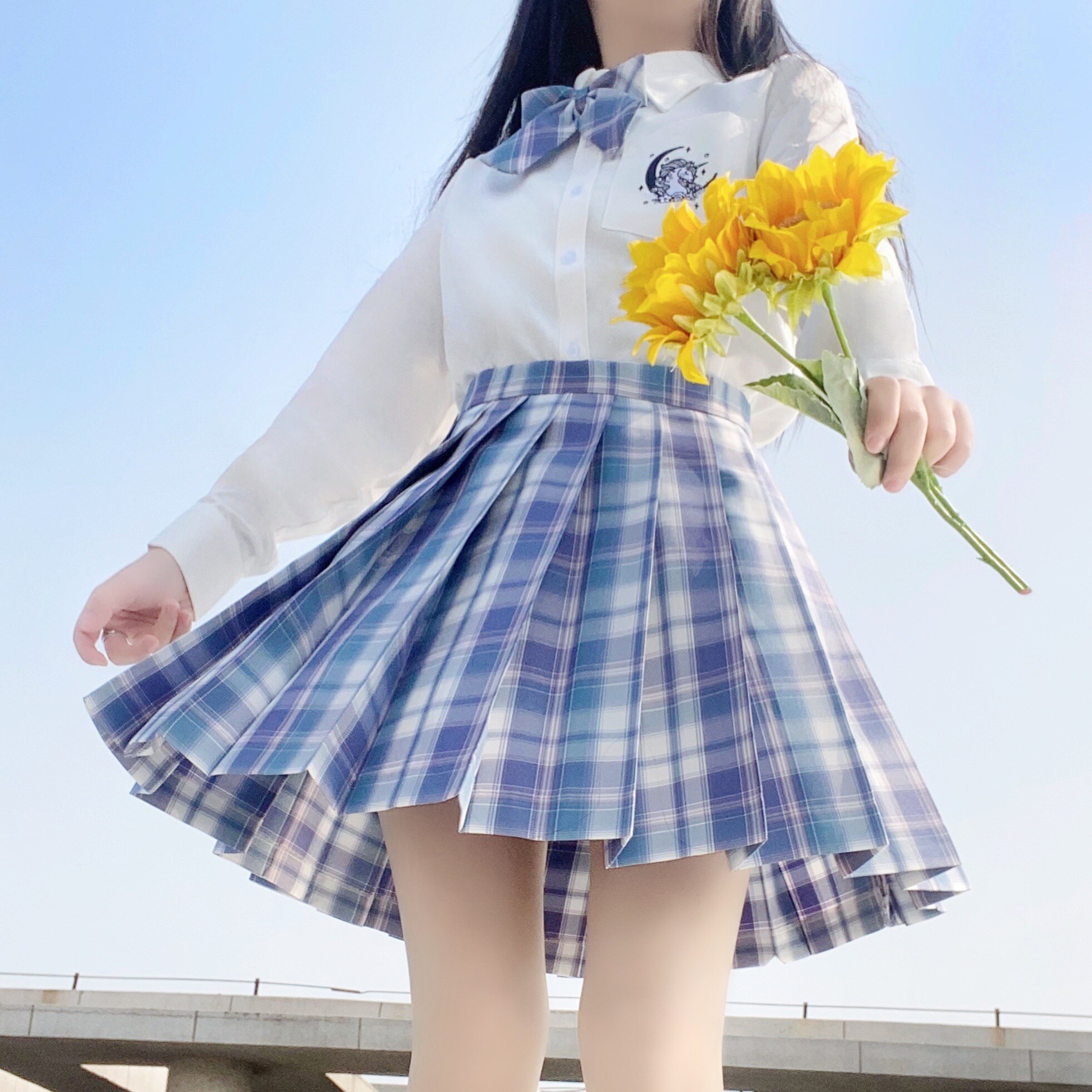 现货制服学院正统裙子蓝格正版jk创格原创半身裙