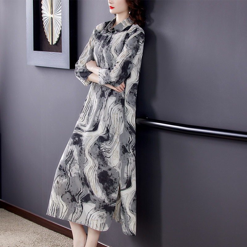 杭州反季真丝连衣裙2021新款大码香云女装高端连衣裙