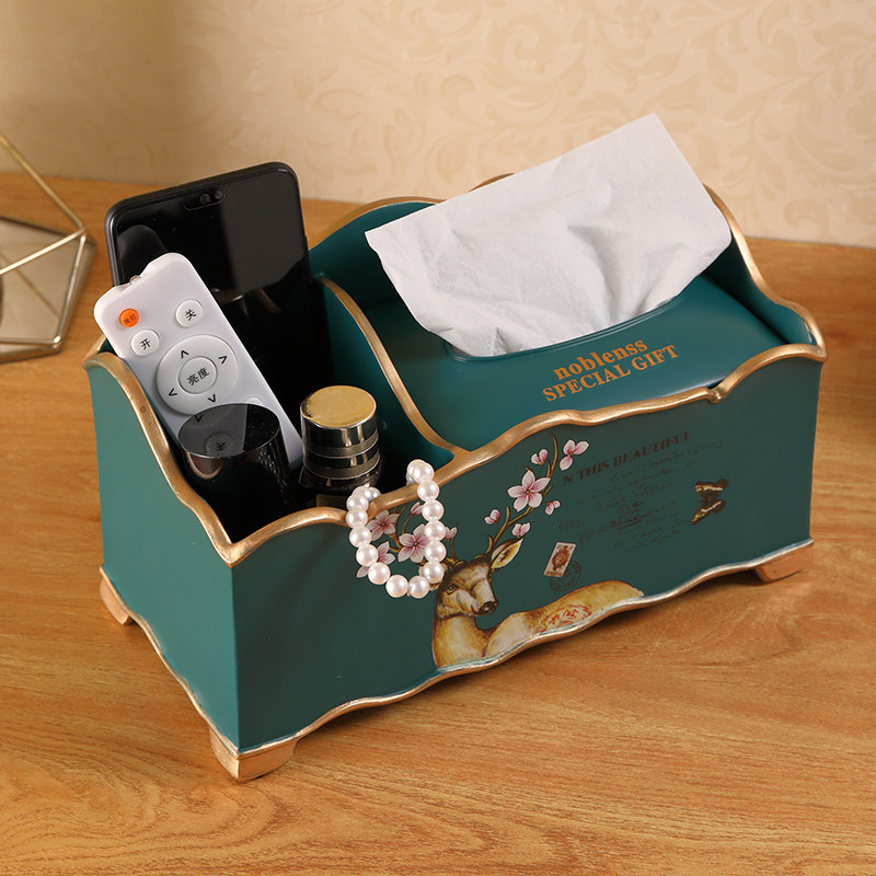 欧式多功能纸巾盒装装饰纸盒家用美式遥控器收纳装饰纸巾盒