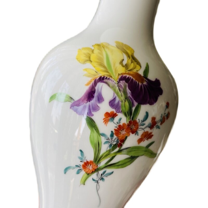 花瓶现货德国meissen梅森紫鸢尾花美人橘色虞美人花瓶