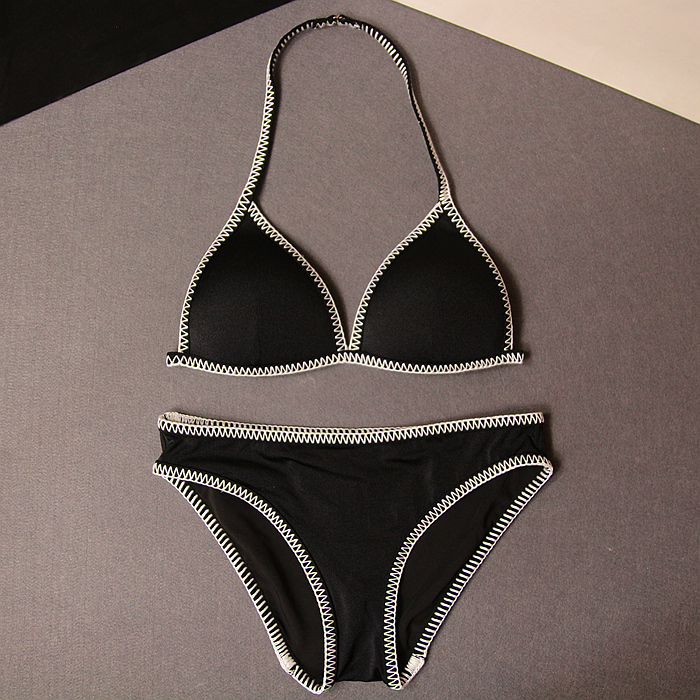 比基尼2020新款简约纯色三角小胸聚拢性感温泉比基尼