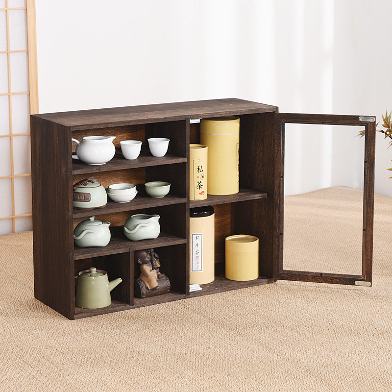 收纳茶道实木茶具茶杯展示柜工具防尘茶柜零配茶道