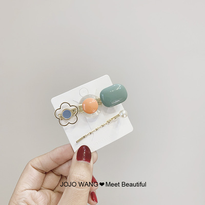 鬼马泫雅发夹小花~珍珠网红刘海夹发抓韩国鸭嘴夹简约一字夹头饰