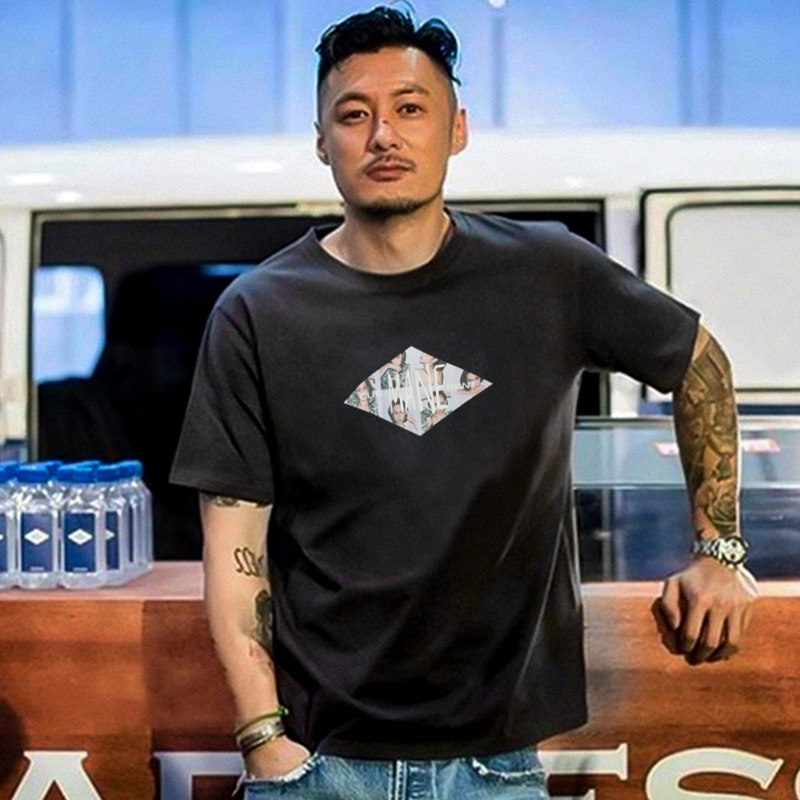 mane夏季潮牌港风余文乐短袖男 t恤水原希子圆领半袖情侣潮流丅恤