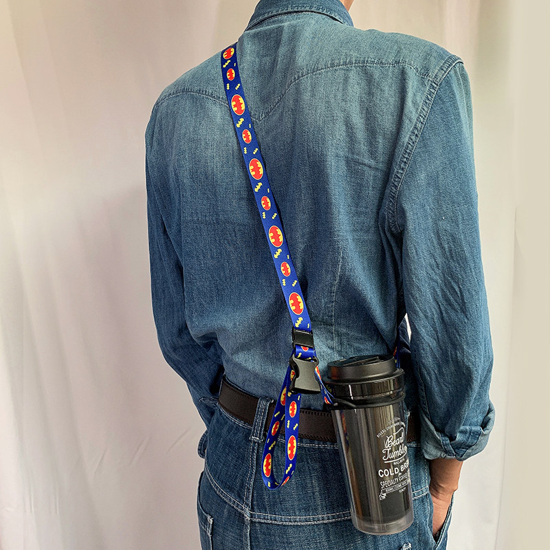 水杯饮料背带斜挎二合一漫威美国队长蜘蛛侠大人儿童杯套