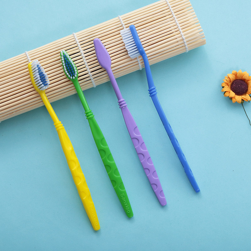 三笑成人家用客用中毛硬毛牙刷波浪刷毛10支牙刷