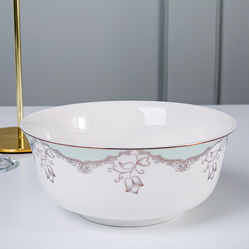 4个装6英寸泡面碗骨瓷餐具家用大号米饭碗6个组合大汤碗高脚防烫