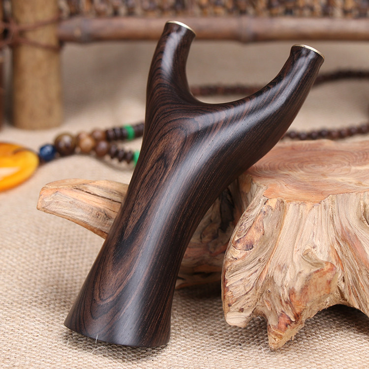 紫光檀实木弹弓木头木制原木扁皮弓反曲精准飞虎叉手工弹弓户外