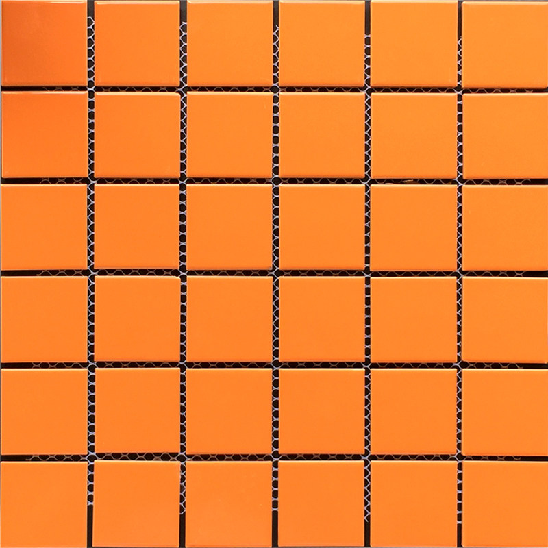彩色陶瓷马赛克瓷砖网红橙黄绿蓝黑灰银金色泳池卫生间浴室地墙砖