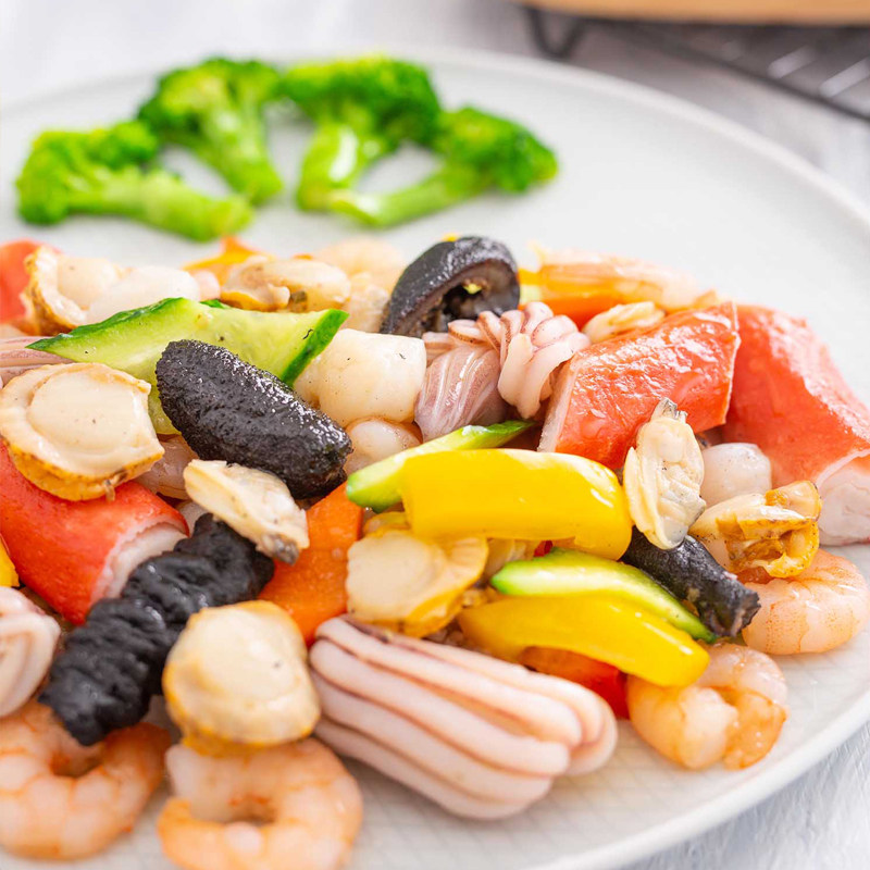 海杂拌350g海参虾仁蟹足棒扇贝蚬子鱿鱼海鲜全家福海鲜礼盒