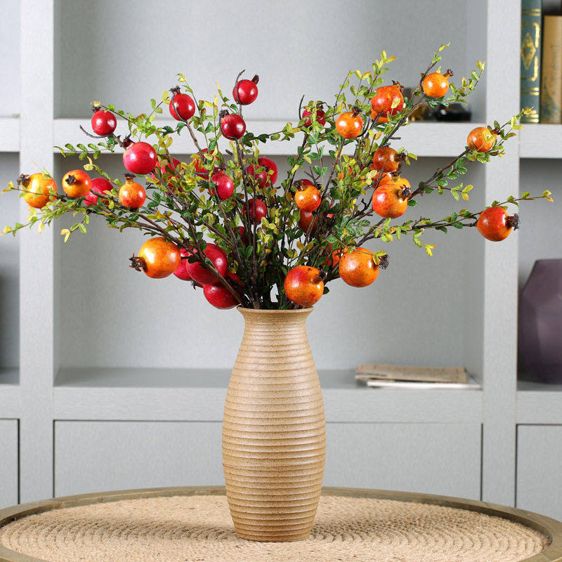 石榴仿真插花花瓶摆件装饰高档仿石榴花花束仿真花