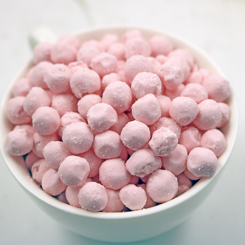 玫瑰风味珍珠粉圆 奶茶珍珠豆 珍珠奶茶原料 樱花色粉圆1000g包邮