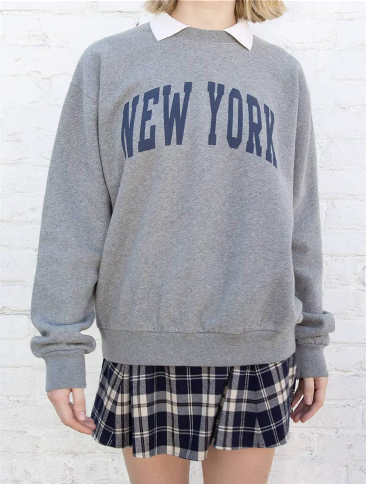 brandymelvillebm字母newyork印花纯棉卫衣圆领宽松卫衣