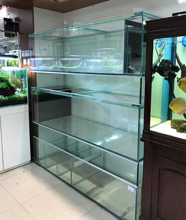 组缸鱼缸米熊多层串缸组铝合金底柜叠缸定做定制桌面缸