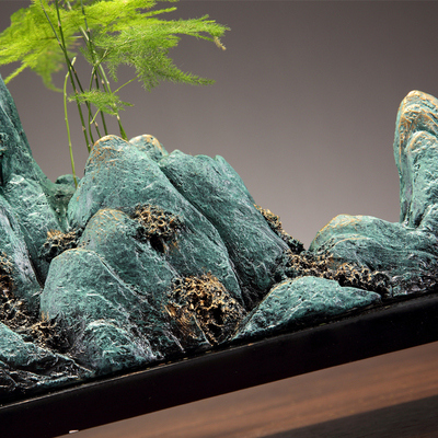 新中式假山摆件禅意客厅电视酒柜家居装饰品酒店会所玄关风水摆设