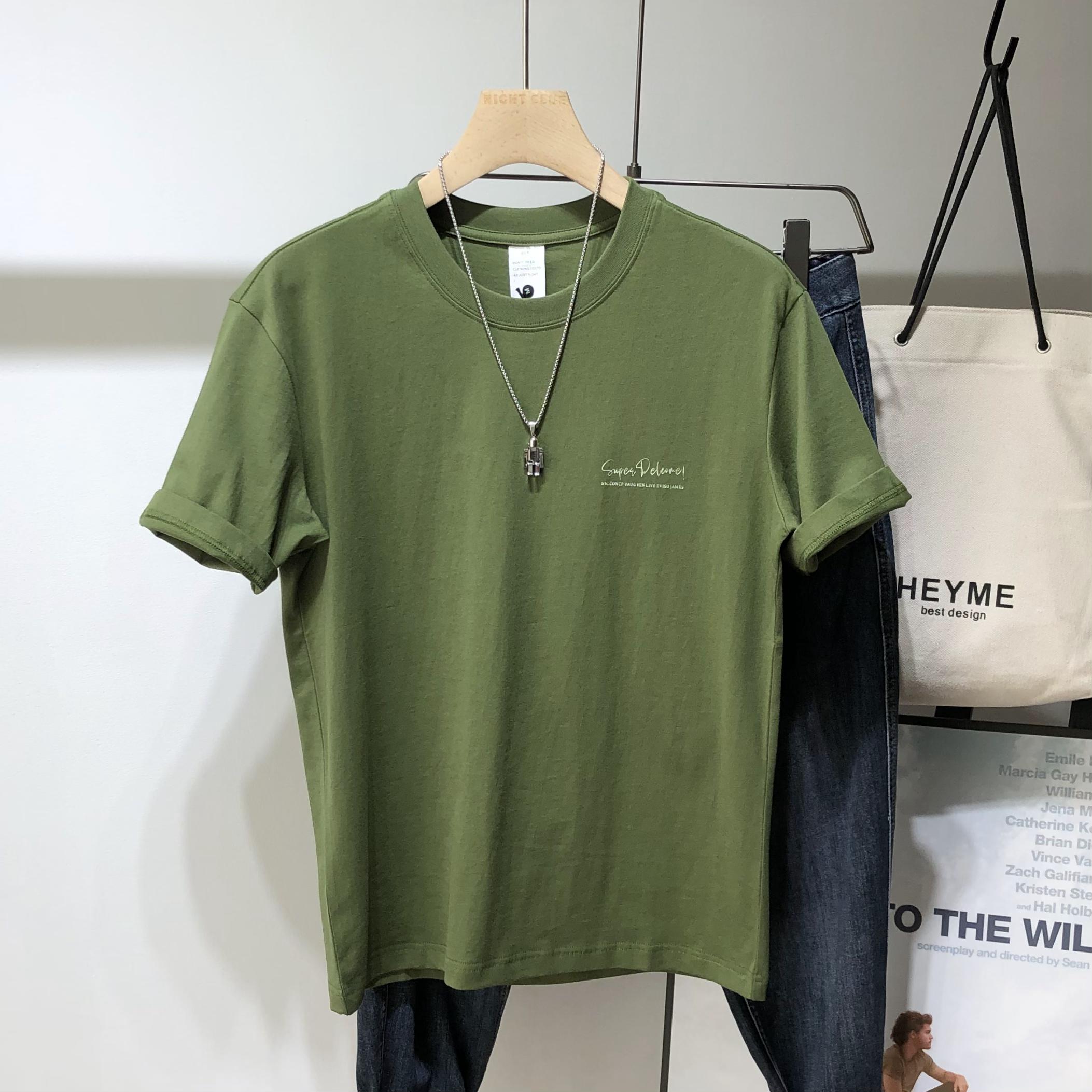 夏季糖果色短袖t恤男纯棉半袖时尚潮流青年圆领体恤潮牌2021新品