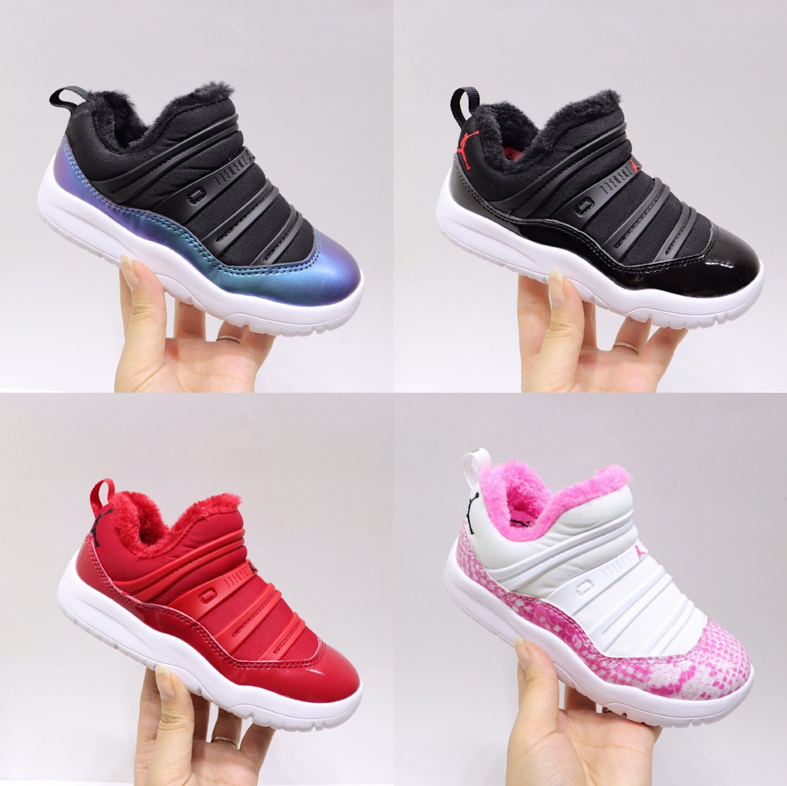 正品aj11毛毛虫加绒童鞋小童中童乔11大魔王一脚蹬运动软底篮球鞋