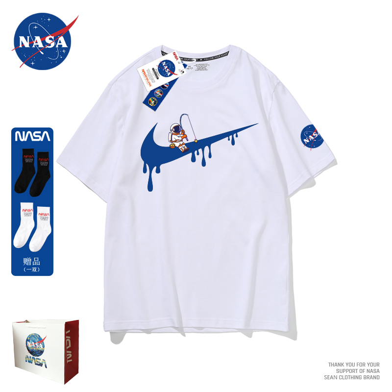 NASA官网联名2022新款男士纯棉短袖t恤夏季潮牌ins宇航员半袖体恤