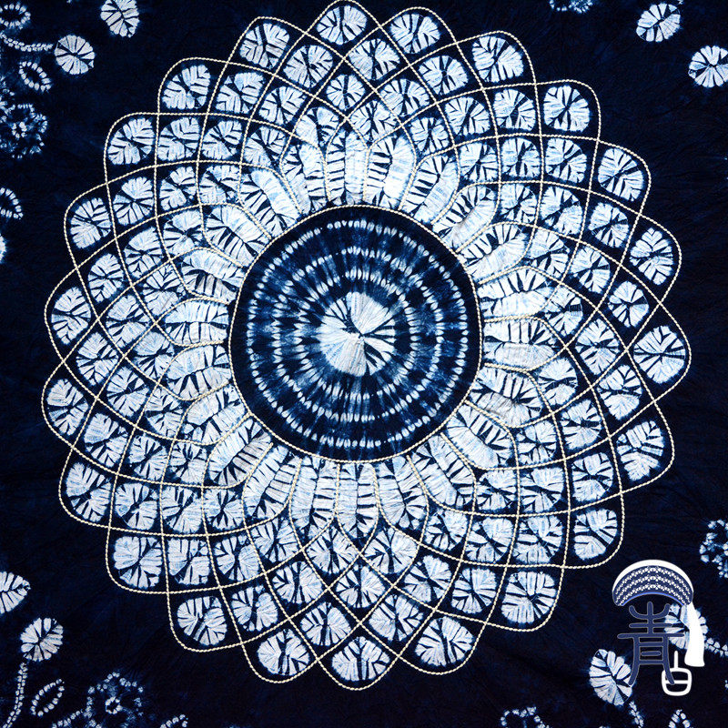 云南少数民族特色手工艺品大理周城青白扎染纯棉餐台白族扎染