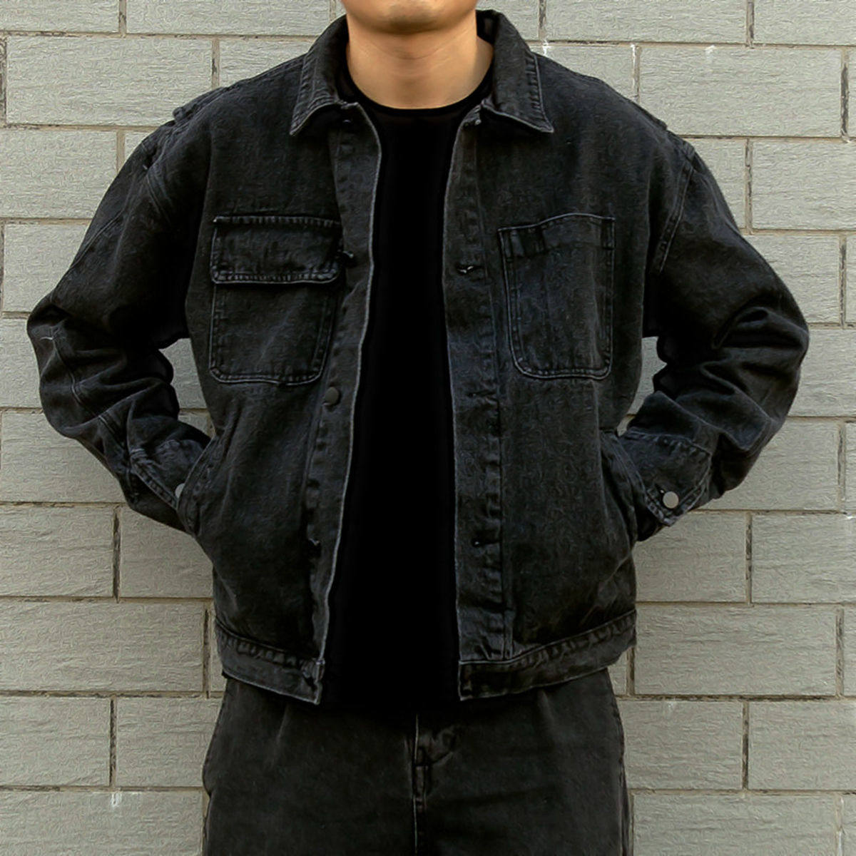 男士牛仔外套2021秋冬新款宽松百搭夹克衫简约夹克