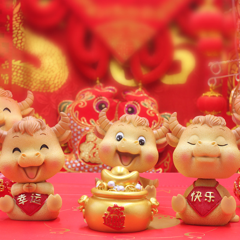 新国潮牛年礼品本命年摆件可爱招财卡通牛牛吉祥物摆件