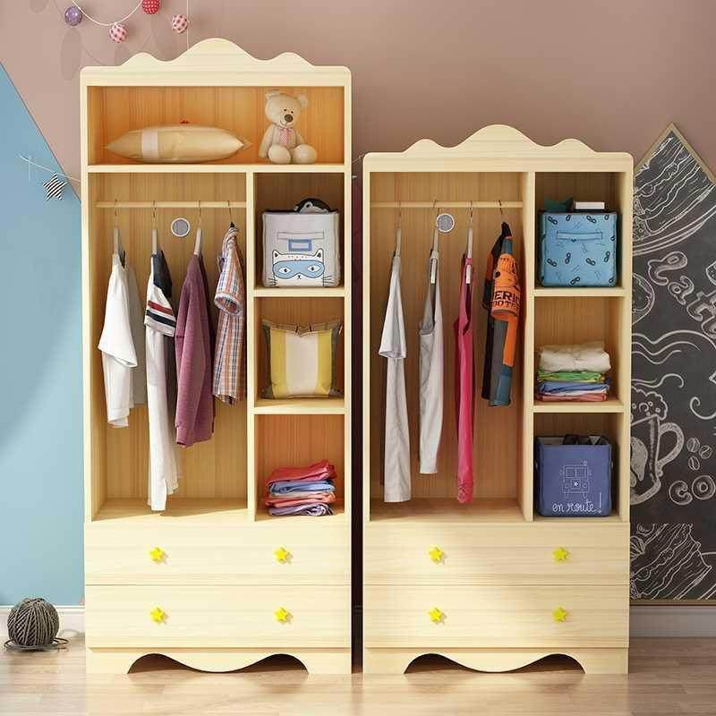 儿童衣柜实木女孩卡通两门男孩卧室组合衣柜小户型儿童房宝宝衣橱
