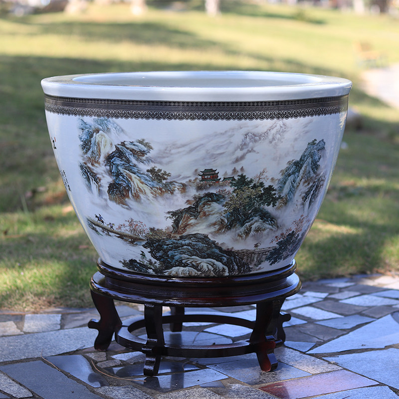 陶瓷水缸大鱼缸养鱼盆锦鲤地缸家用客厅落地招财风水古法养金鱼缸