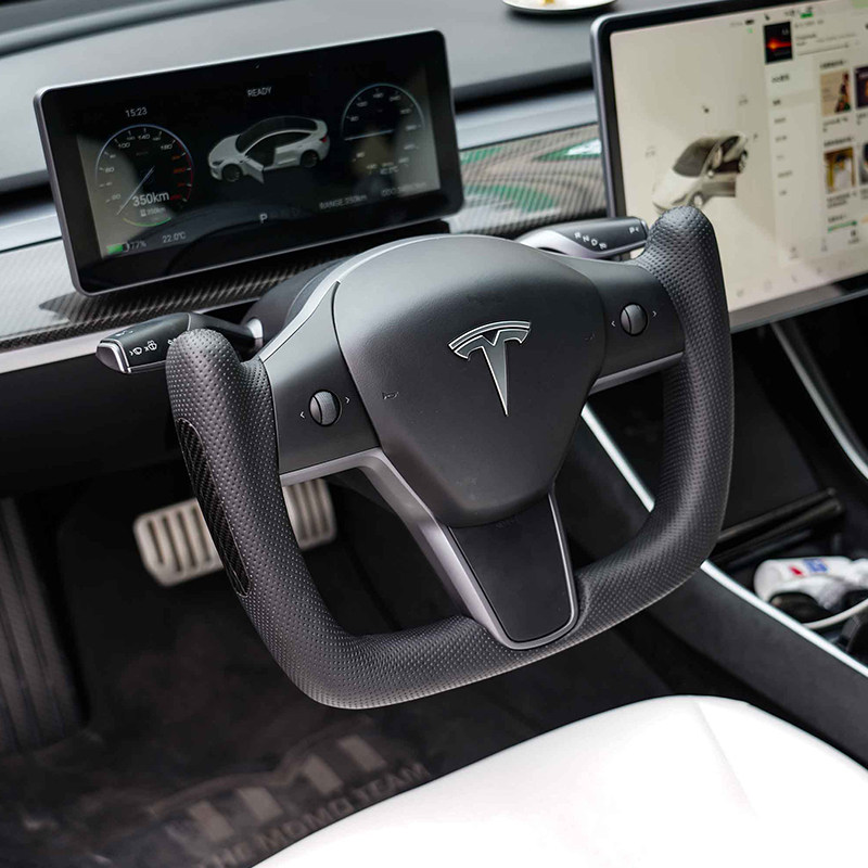 碳纤维tmt特斯拉model3方向盘运动风格改装方向盘