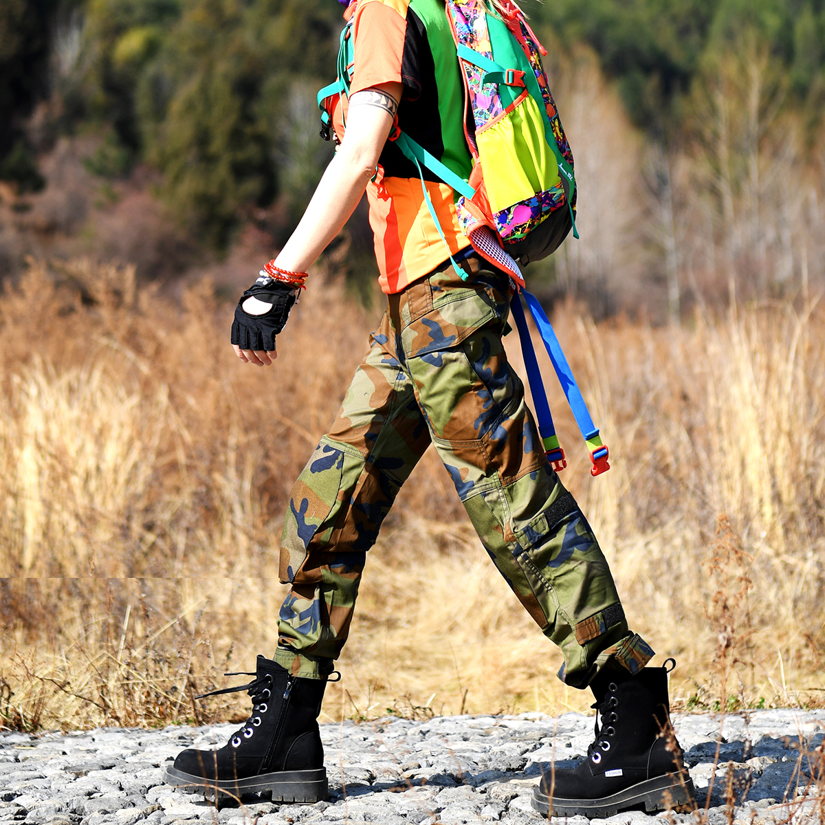 北京森林户外春夏新品新疆棉军迷迷彩多袋休闲工装风裤长裤男女式