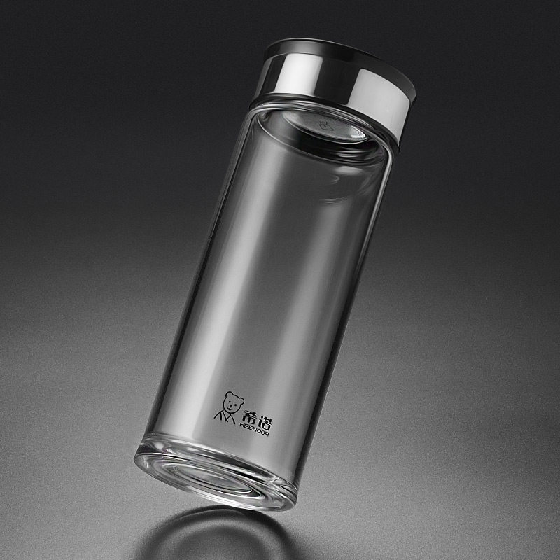 希诺玻璃杯单层加厚便携男家家用泡茶茶杯随手玻璃杯