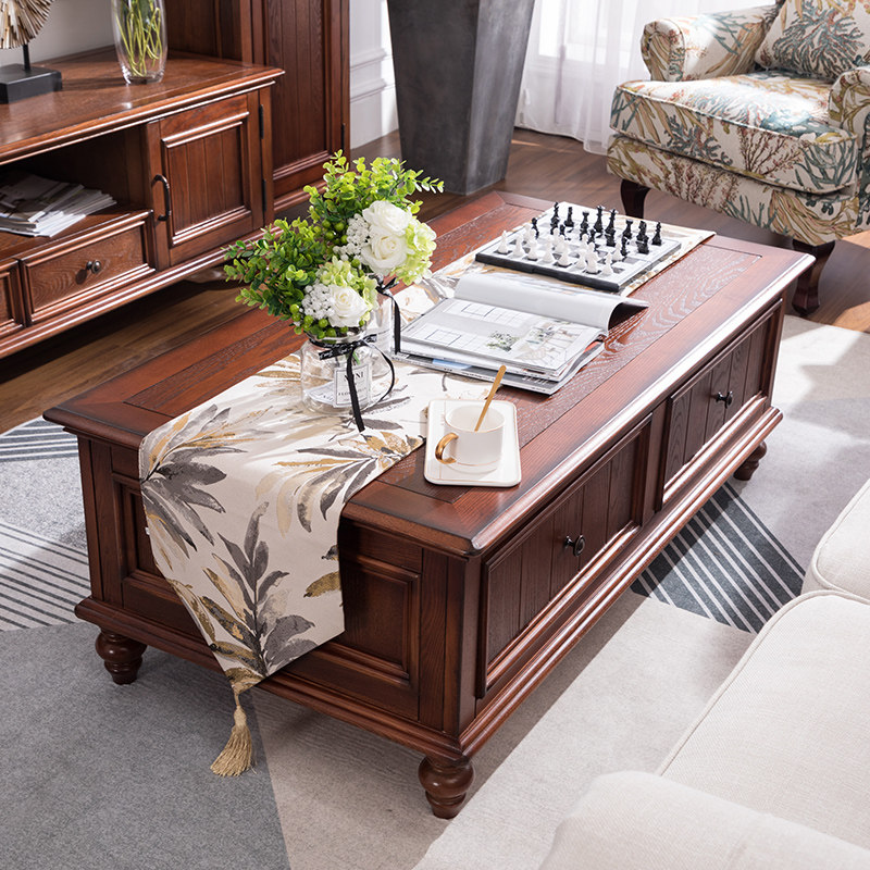 茶几美式乡村实木简约仿古茶桌小户户型欧式茶几