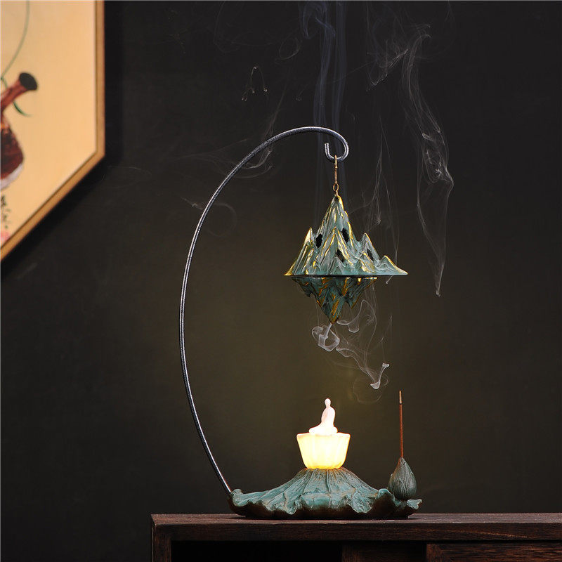 倒流香炉禅意荷韵香熏陶瓷创意现代简约家用室内香薰炉