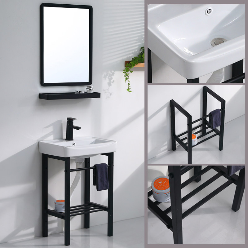 家用小户户型挂墙洗手盆磨砂不锈钢支架洗脸盆阳台挂墙式洗脸盆