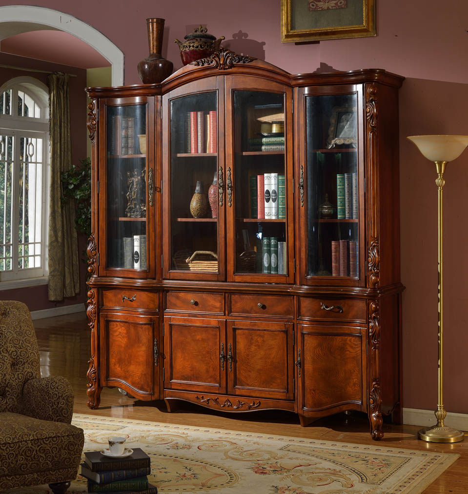 书柜美式雕刻家用户型小户复古轻奢欧式纯手单个书柜