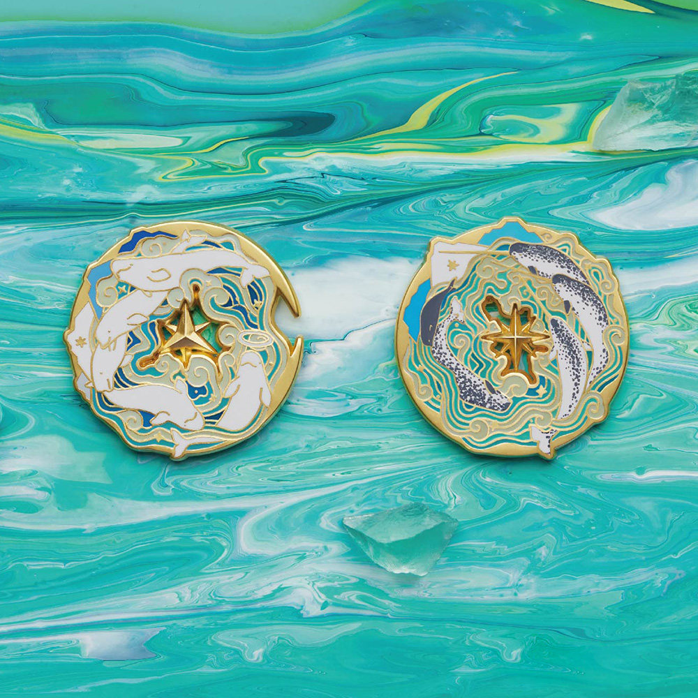 博物小馆一角白鲸海洋设计徽章胸针男女女生胸针