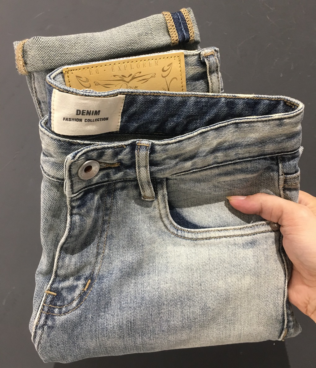 进口直筒牛仔裤男 品质超好 复古百搭浅色厚款潮牌春秋季潮流长裤