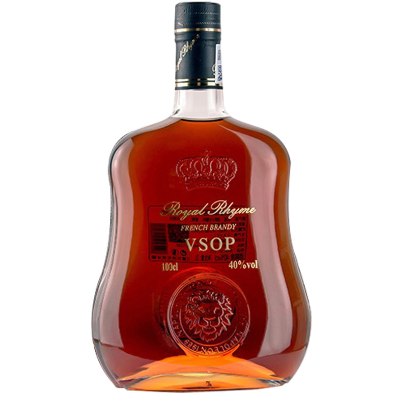 法国原瓶进口白兰地皇家韵邑vsop1000ml礼盒洋酒2斤装喜宴用酒