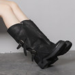 European And American Versatile Belt Buckle Handsome Martin Boots Winter Cotton Shoes Women's Leather Autumn And Winter Middle Tube Boots Thick Middle Heel Women's Boots European And American Versatile Belt Buckle Handsome Martin Boots Winter Cotton Shoes Women's Leather Autumn And Winter Middle Tube Boots Thick Middle Heel Women's Boots