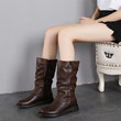 Genuine Leather Autumn And Winter Women's Boots Retro Personalized Flat Heeled Martin Boots Women's European And American Casual Large Plush Slope Heel Medium Boots Genuine Leather Autumn And Winter Women's Boots Retro Personalized Flat Heeled Martin Boots Women's European And American Casual Large Plush Slope Heel Medium Boots