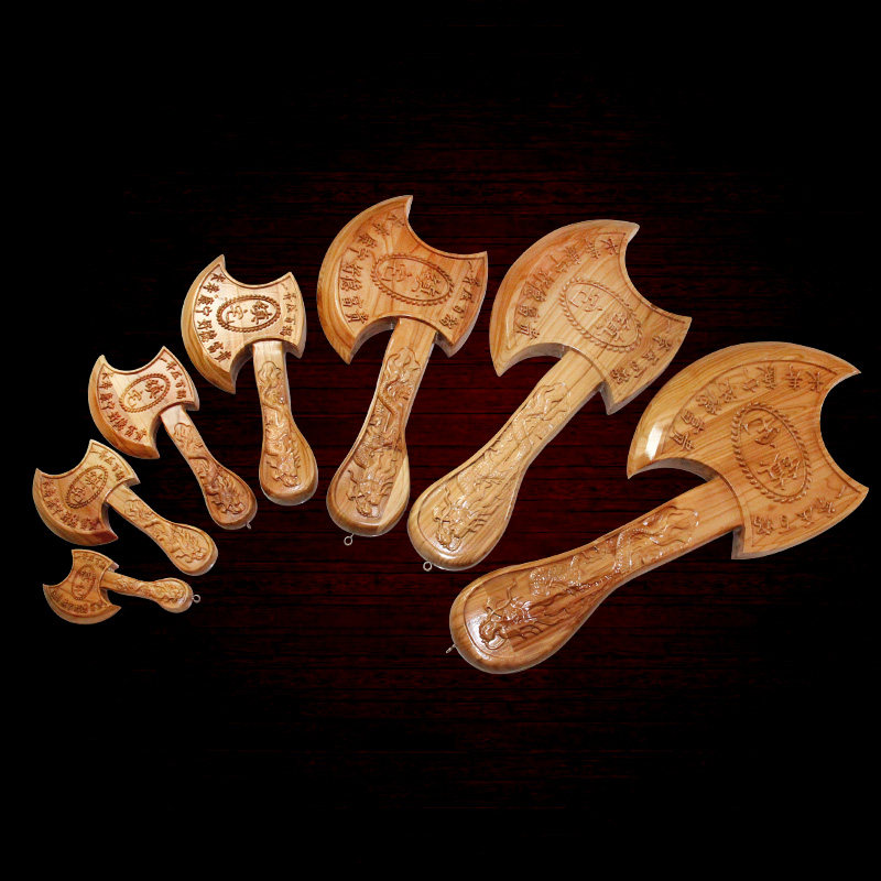 新款桃木祥龙斧子斧头挂件结婚作福乔迁新居木雕