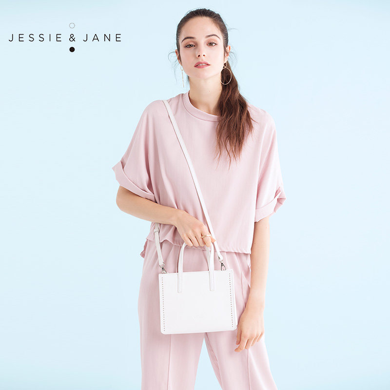jessie&jane女包单肩包jj包2283时尚铆钉包简约手提包休闲斜挎包